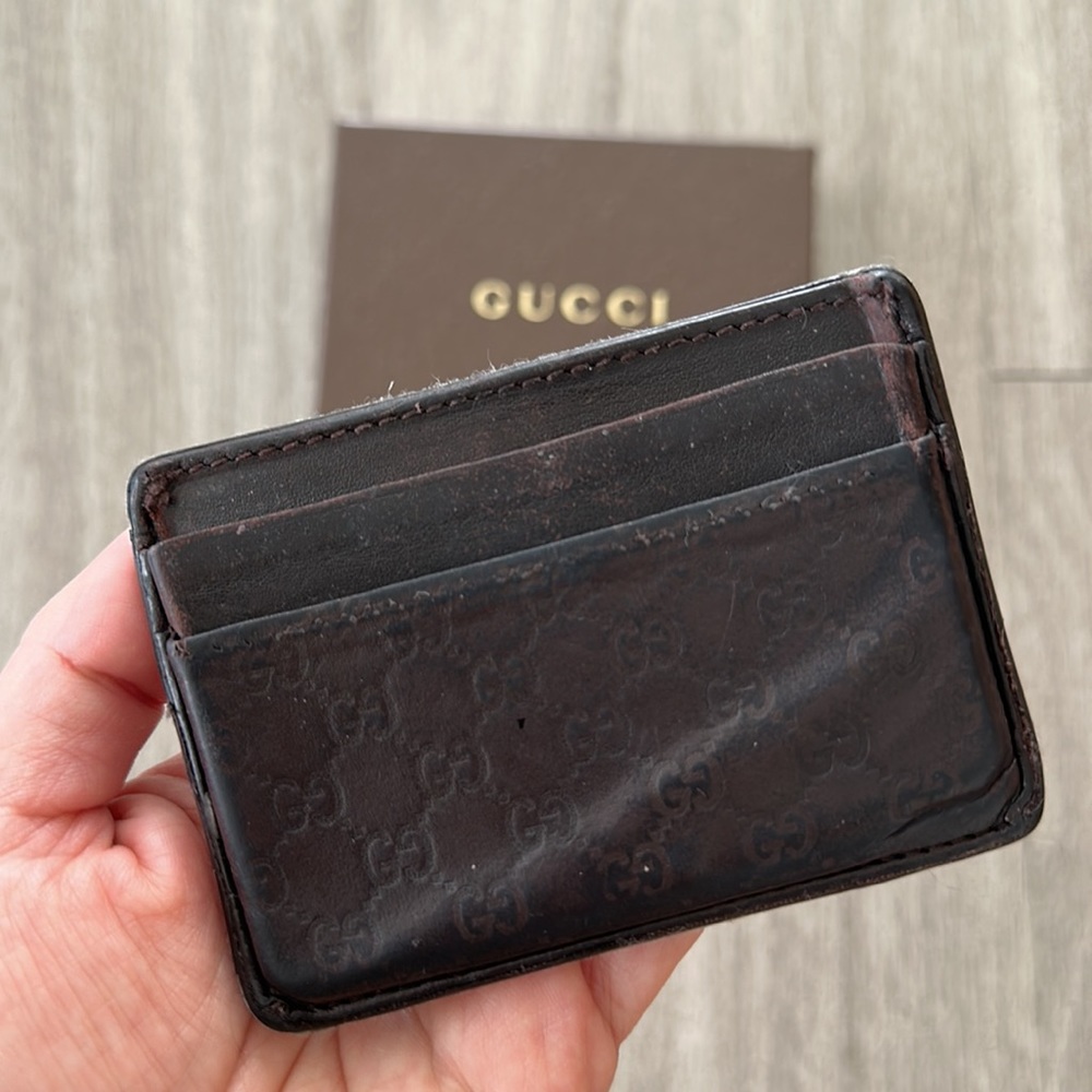 GUCCI Monogram Leather Card Holder Wallet - Picture 6 of 6